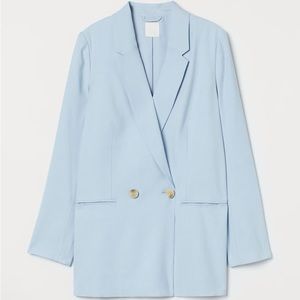 H & M light blue oversized double breasted blazer